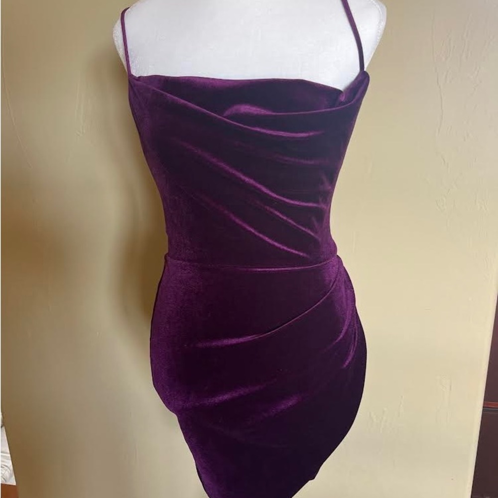 B Darling Purple Velvet Homecoming Dress